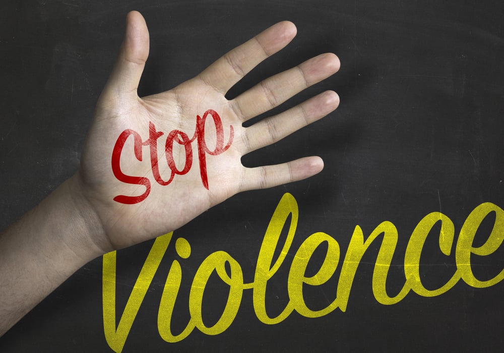 Stop Violence educational message on blackboard